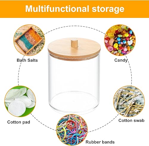 Miniatura 7 de 2 soportes Qtip, soportes dispensadores de bolas de algodón transparente, recipiente de maquillaje de hisopos de algodón, organizador de tarros de