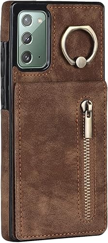 Miniatura 8 de Asuwish Funda de teléfono para Samsung Galaxy Note 20 5G con protector de pantalla de vidrio templado y cremallera RFID tarjetero soporte de anillo