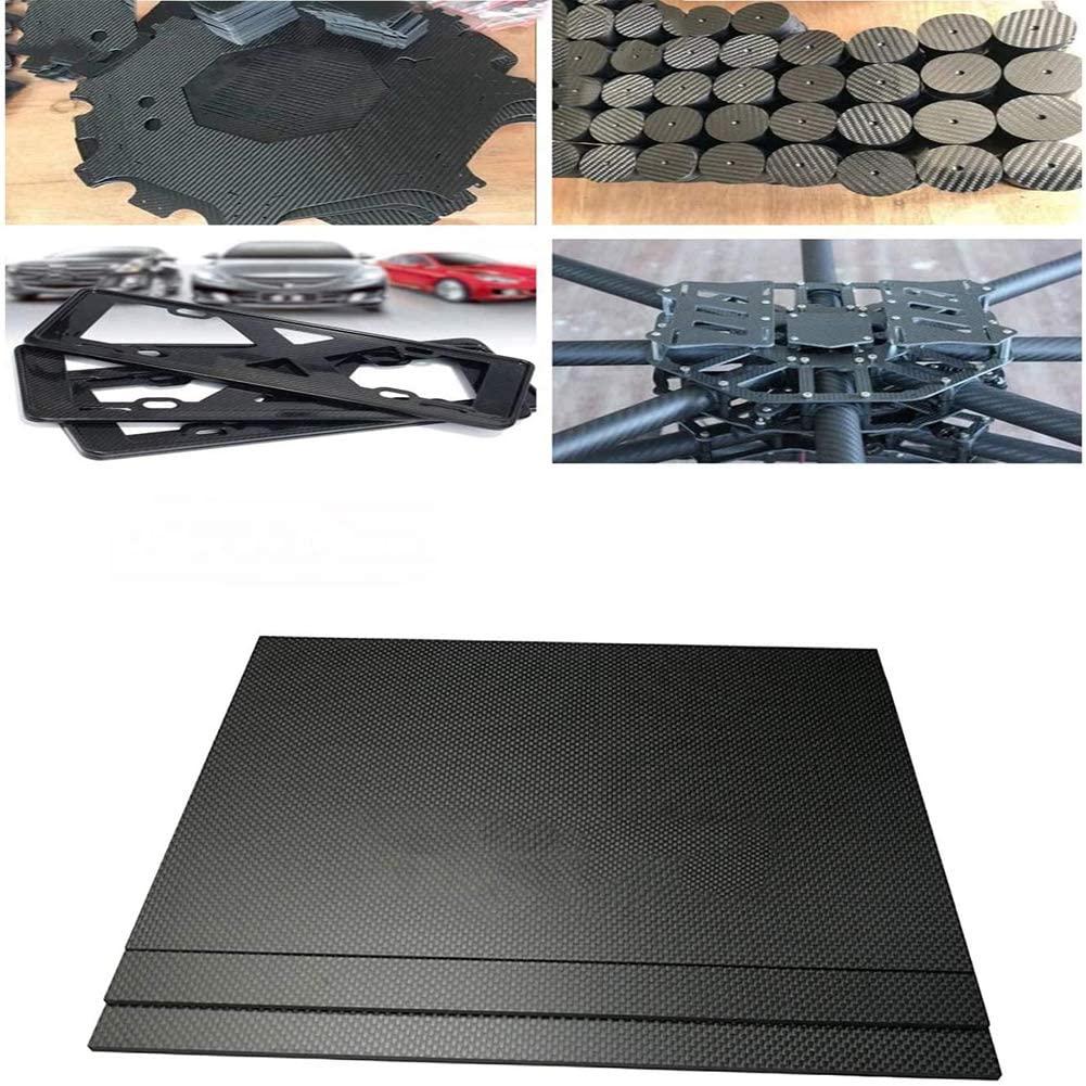 Foglio in fibra di carbonio 0,8 mm x 300 mm x 500 mm, uso per telaio drone fai da te ecc. (tessuto normale opaco)