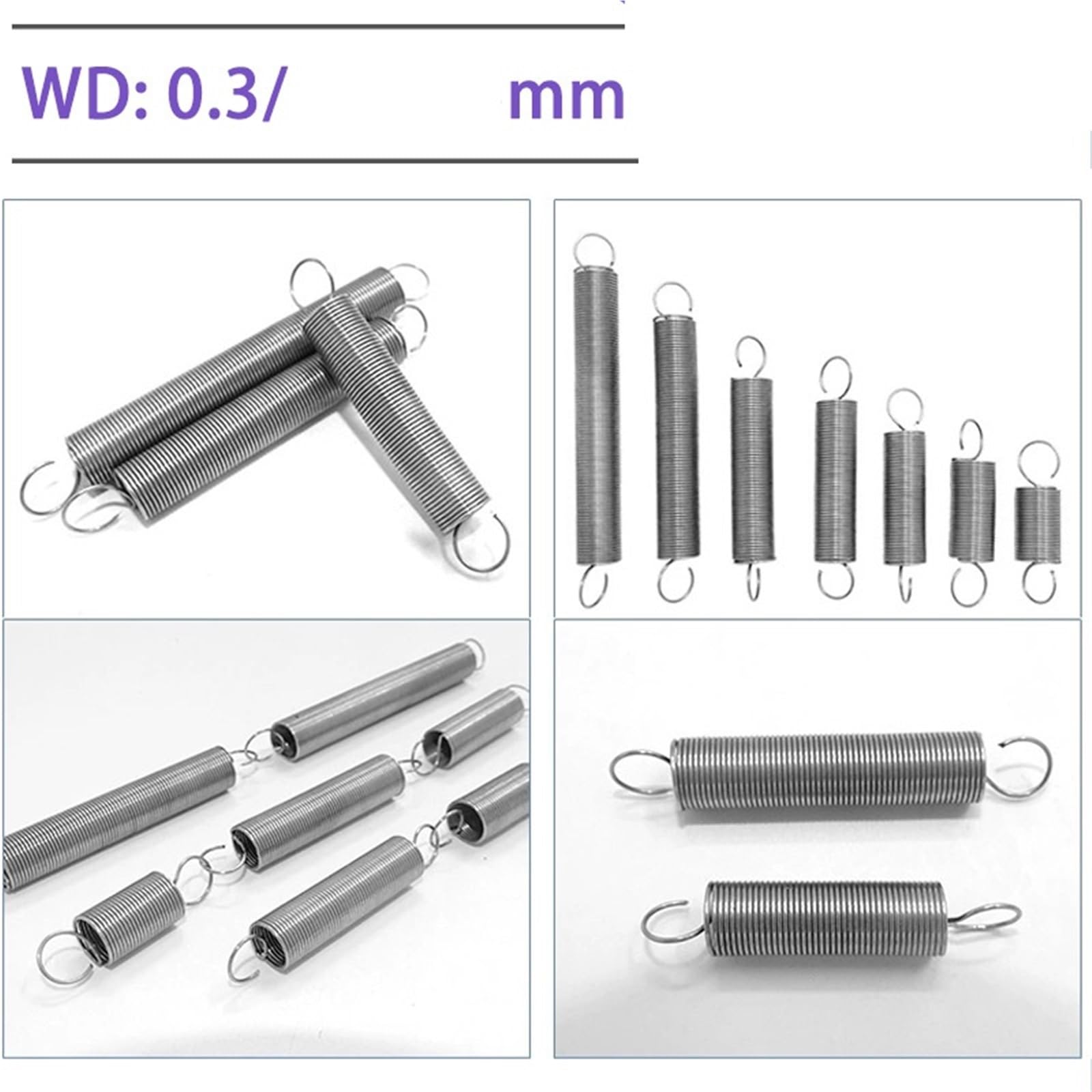 Extension Springs 10 Pcs 304 Stainless Steel Open End Springs Extension Springs with Hook Ends for Home Repairs(50mm)