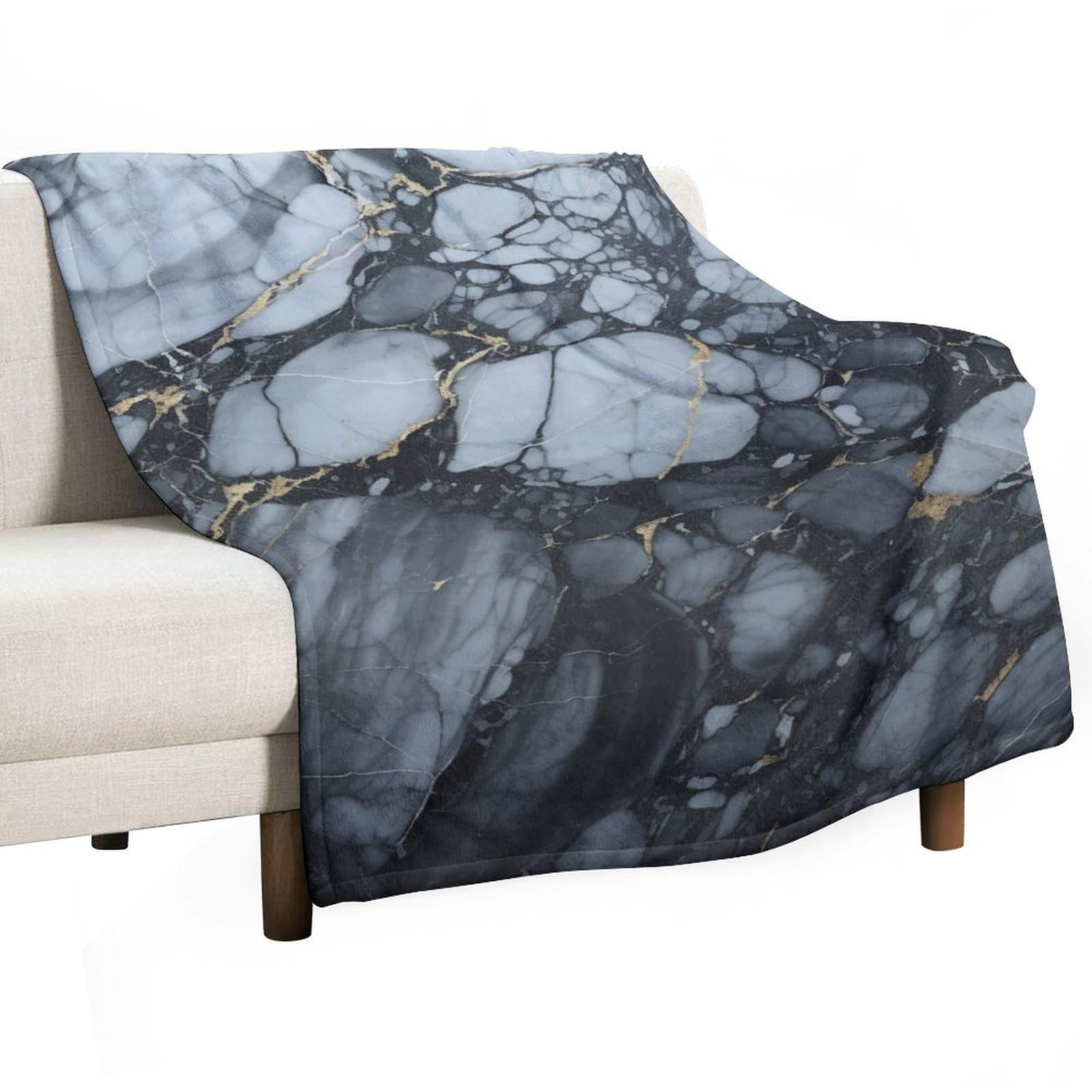 Couverture flanelle texturée marbre noir jeté de lit luxe haut de gamme