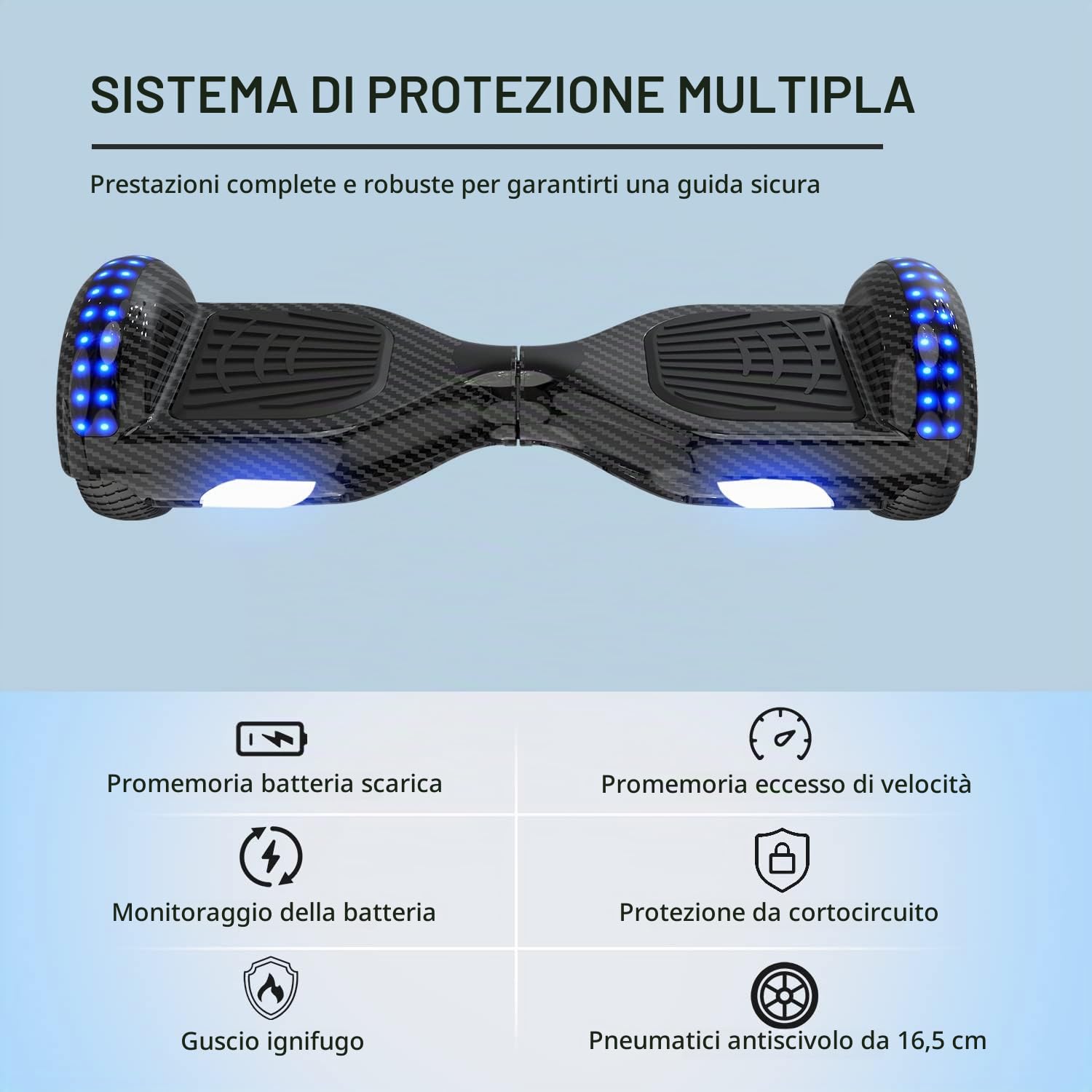 RCB Hoverboard 6.5 inch Auto-bilanciato Hover Board con Colorato luci sulle Ruote e Bluetooth, Il miglior Regalo per Bambini e Adolescente