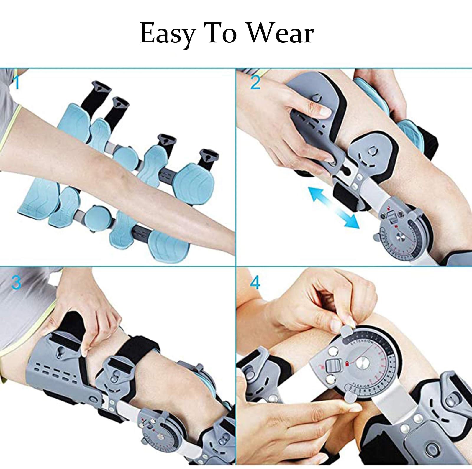 Rodillera Postoperatoria, Rodillera con Bisagras para Rango De Movimiento, Inmovilizador De Rodilla Ajustable, Soporte Ortopédico De Rodilla para Desgarro De Menisco, Artritis