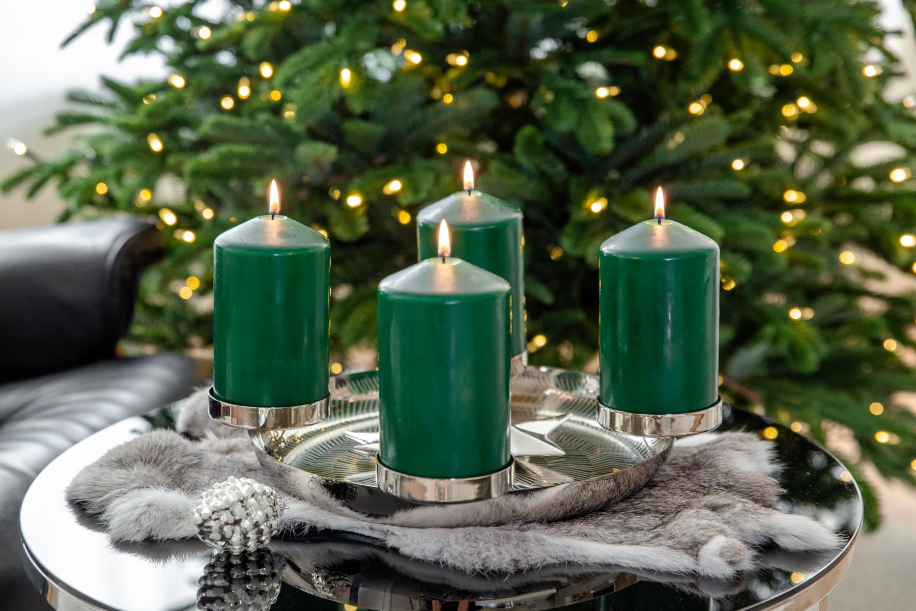 EDZARD Adventskranz Kaya (Ø 36 cm), Edelstahl hochglanzpoliert, silberfarben, für Stumpenkerzen ø 8 cm