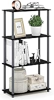 Furinno Turn-N-Tube 4-Tier Toolless Storage Shelves, Black Corner Bookshelf for Living Room, Office, Garage - Easy No-Tool Assembly
