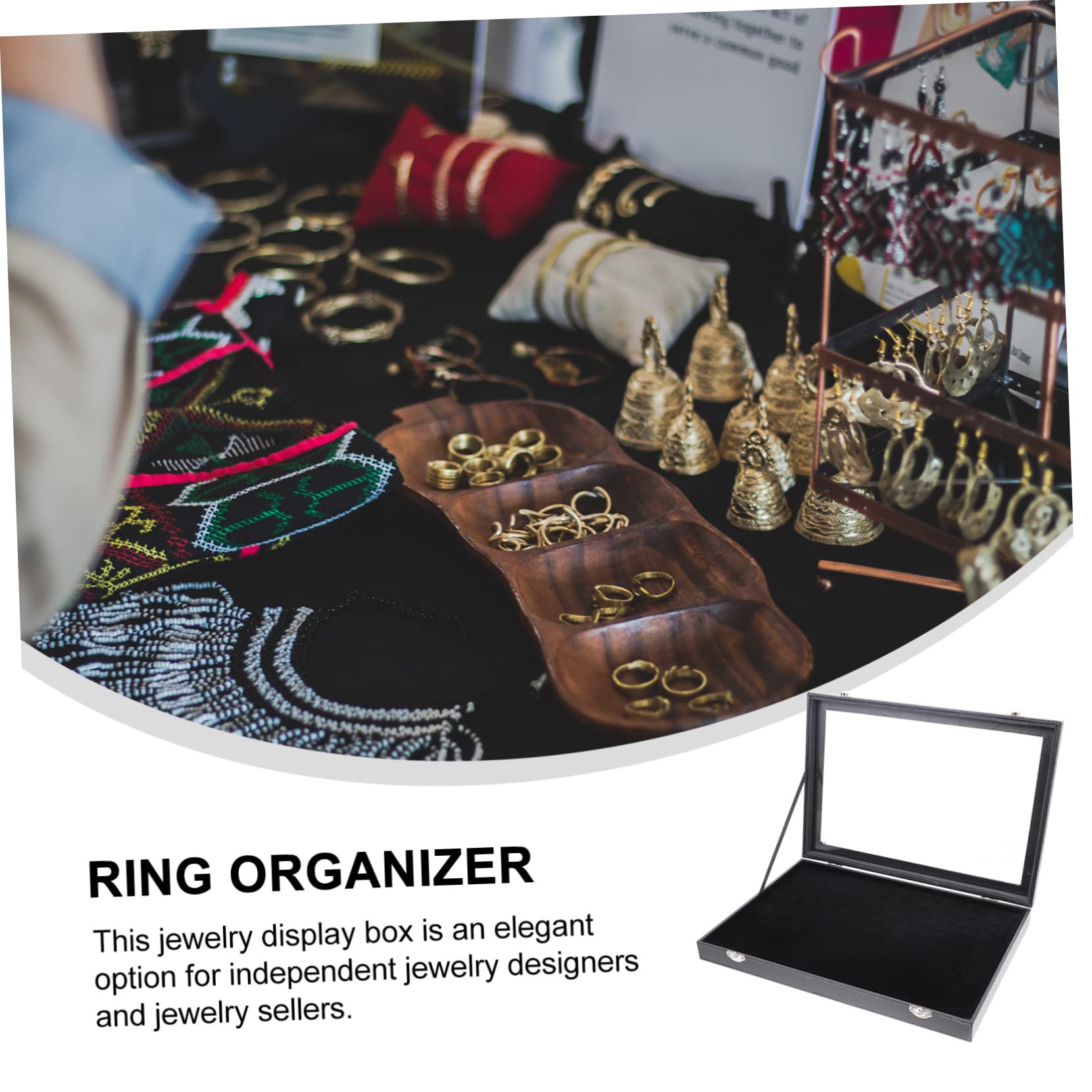 Caja Organizadora De Anillos Con 100 Ranuras Transparente, Estuche Portátil Para Exhibición De Anillos, Bandeja De Acrílico Negra, Para Joyerías y Ferias, Organizador Múltiple Con Tapa