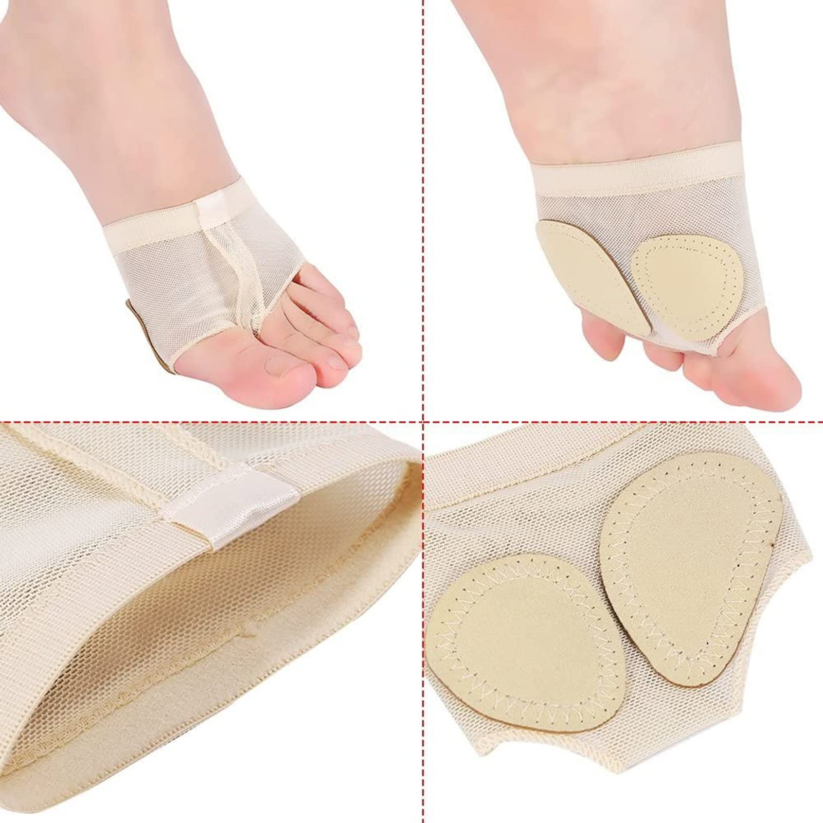 Almohadilla de Pie Pata de Baile Calcetines Cinco Agujeros Protectora para Ballet Danza Vientre Antepié Cojín