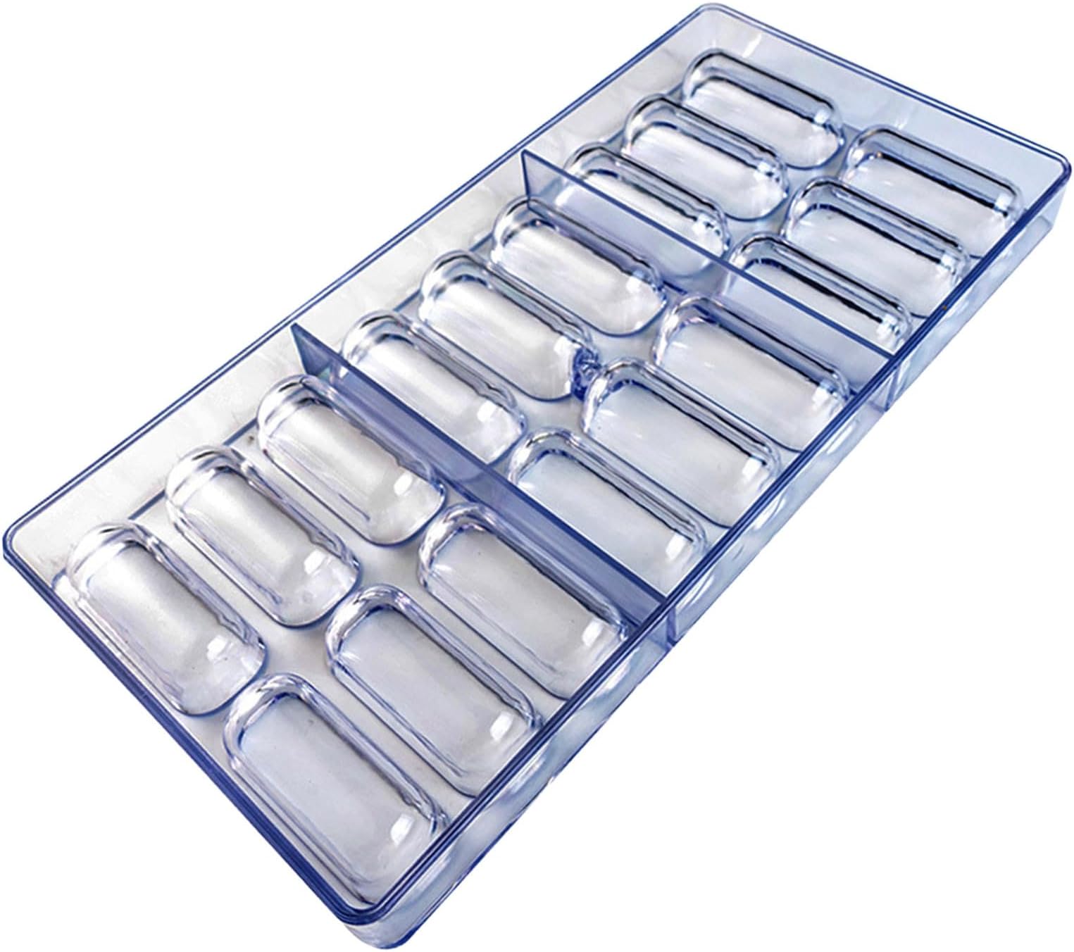 2026 Oval Pill Mould Plastic with 18 Chocolate Moulds Safe DIY Baking Accessories for Creative Food Preparation (Silver, 27.5 x 13.5 cm)