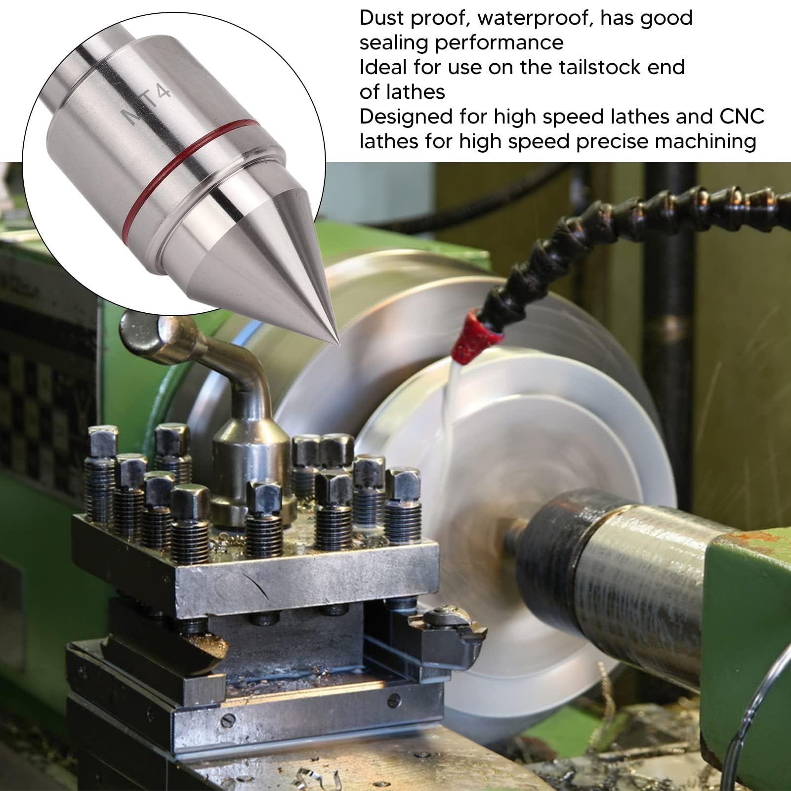 Live Center MT4 Heavy Duty Rotary Centro Giratorio para Torno CNC Mecanizado Alta Velocidad con Triple Rodamiento Sellado Impermeable