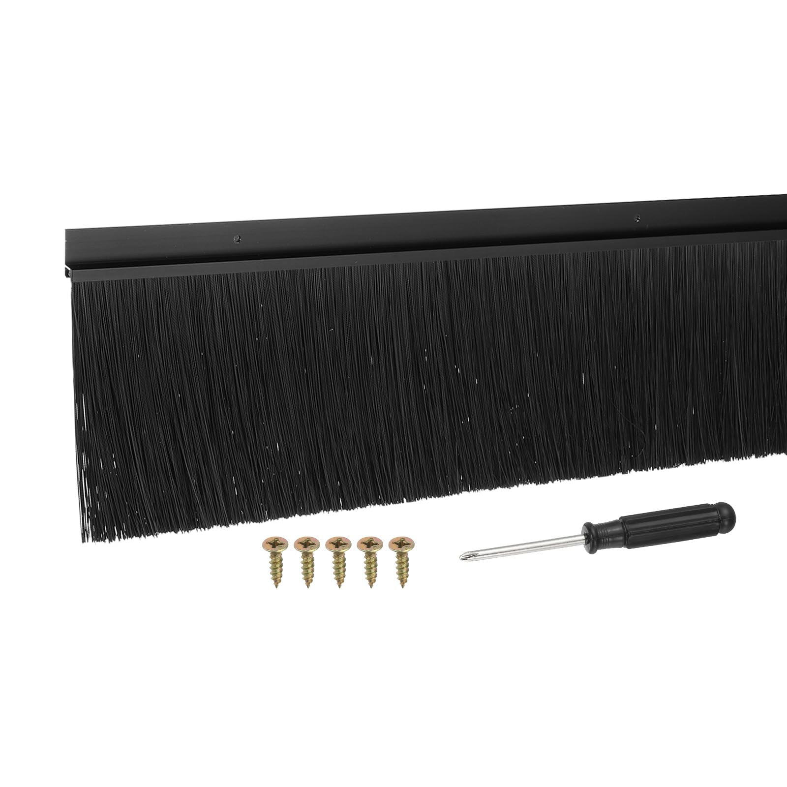 YELARXI Door Sweep Aluminum Alloy Brush Sweeps, 3.1 Inch Black PP Brush 39"L x 4.1"W Fit for Gaps of Door Bottom