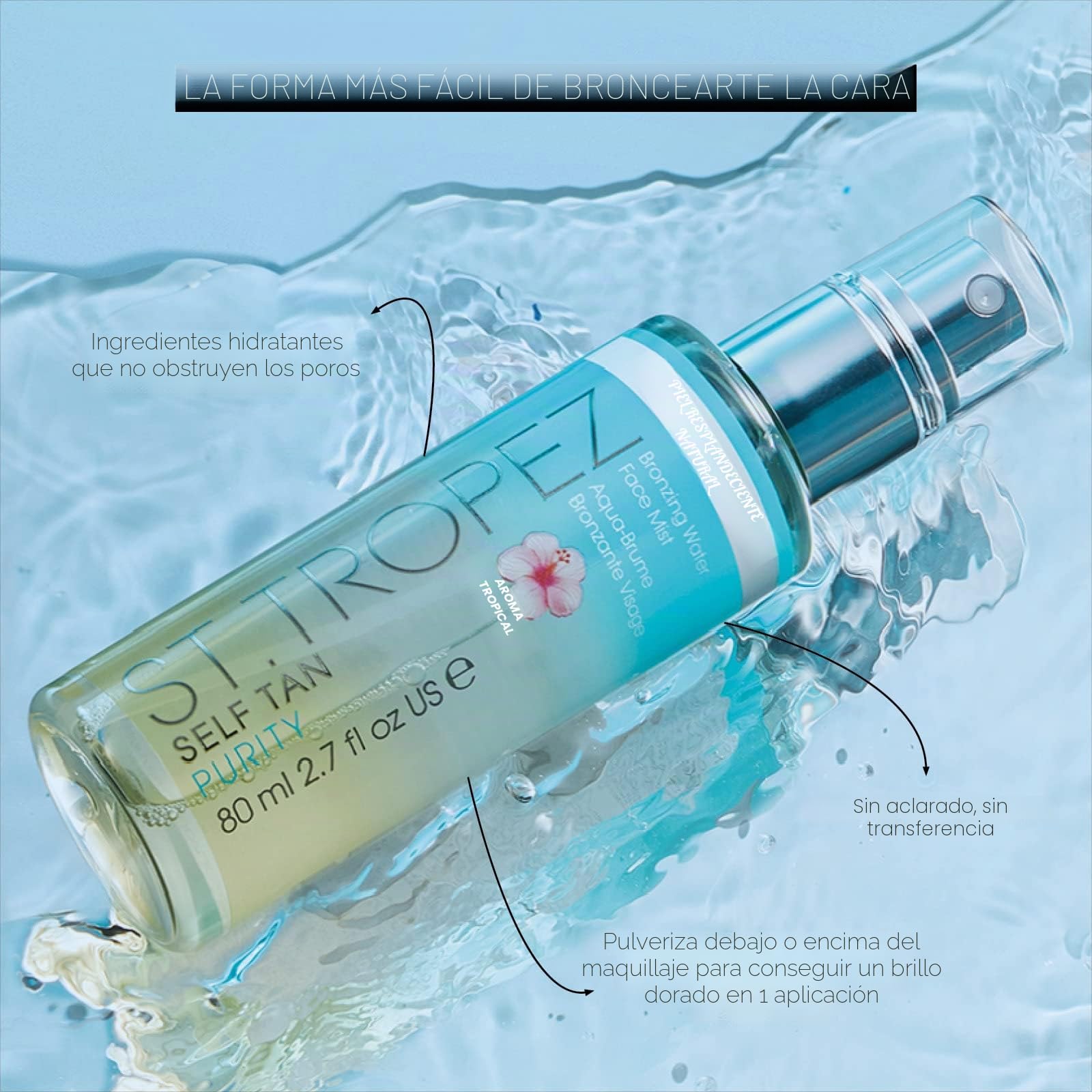 St.Tropez Self Tan Purity Water Bruma Facial Bronceadora 80 ml Tónico Facial