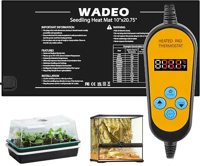 WADEO Plant Heating Mat with Thermostat for Terrariums and Seed Germination