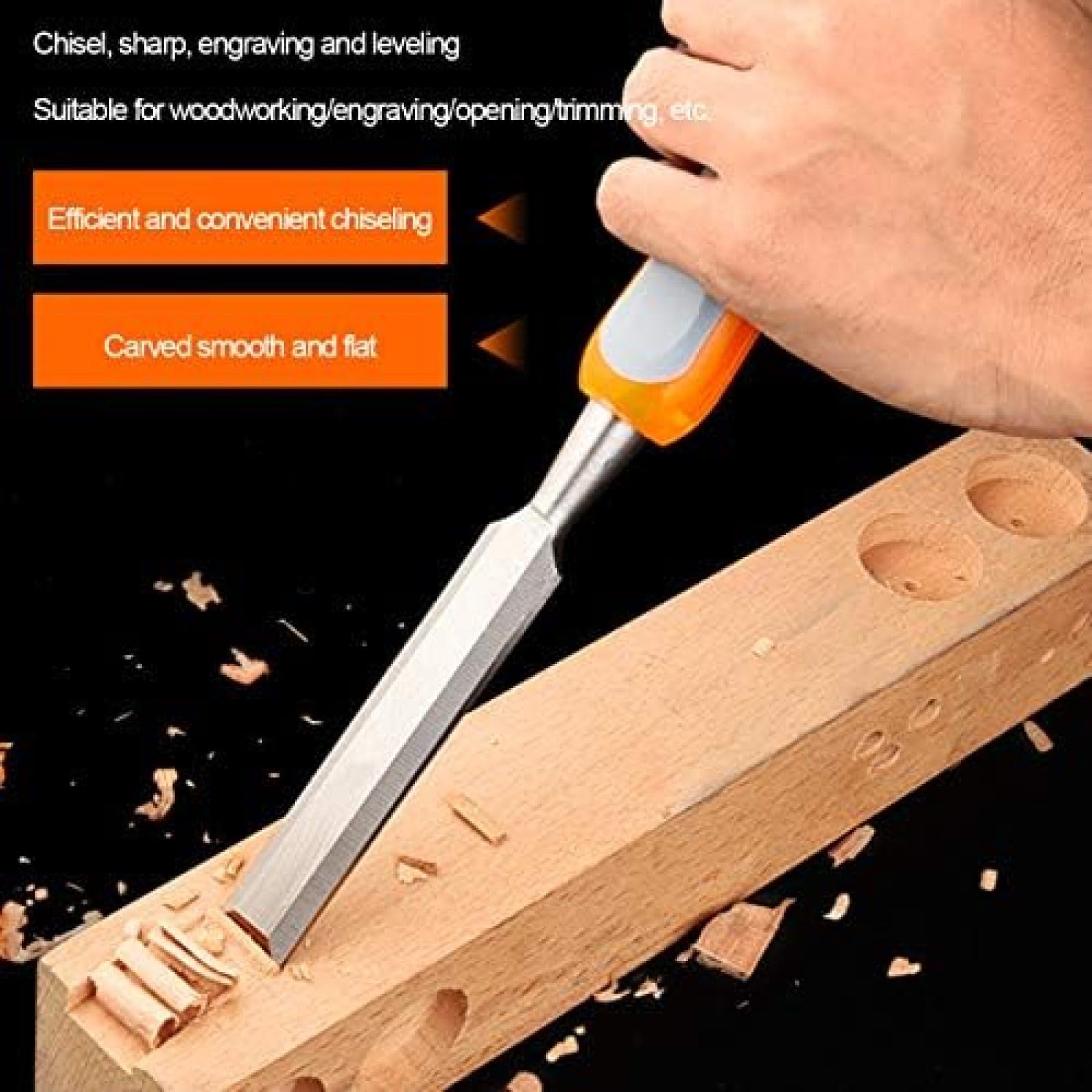 Wood Chisel Set Premium Wood Carving Chisels Sturdy Heat-Treated CR-V Alloy Blades Woodworking Tools,Cutter Head Width - 6mm,8mm,14mm,18mm,4-Piece Set,Pleasant63