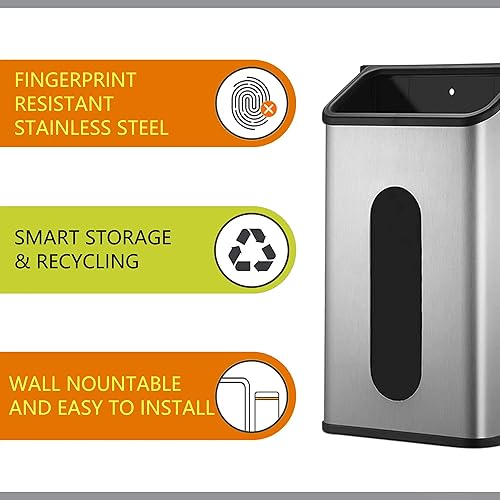 Miniatura 4 de Soporte para bolsa de plástico,Dispensador de bolsas de comestibles de montaje en pared,Organizador de bolsas de plástico antihuellas con acabado de