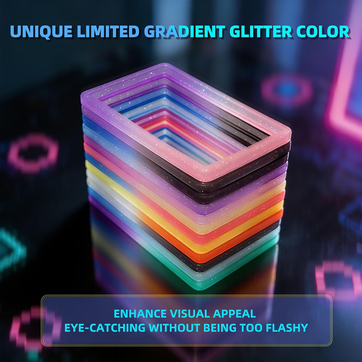 NAKIS Slab Guard for PSA Graded Cards, 12-Pack TPU Slab Protector Graded Guard Bumper Guard for PSA Graded Card Only, Gradient Color Glitter Limited Edition, 12 Color Combination 1