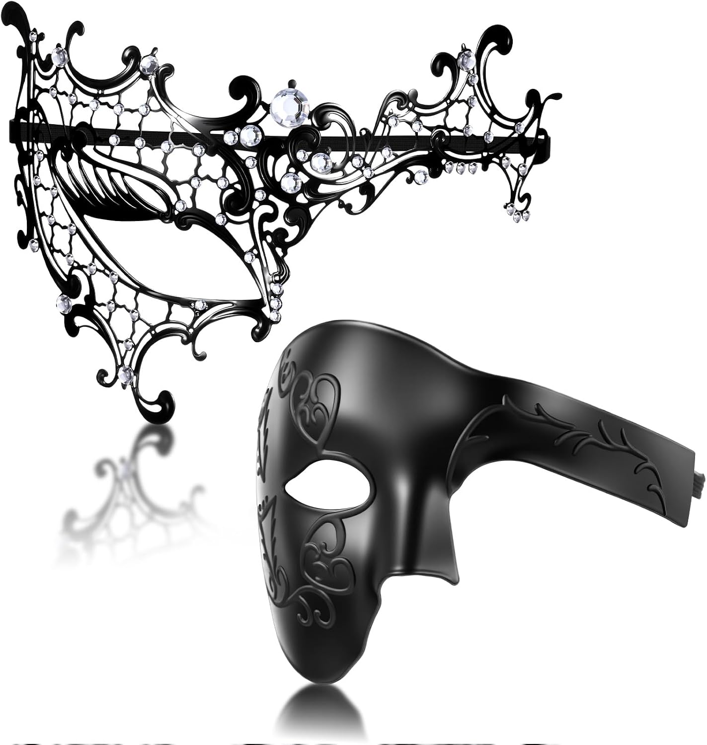 Graduation Couple Masquerade Masks Set Venetian Costume Prom Party Mask for One Eyed Half Face