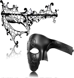 Couple Masquerade Masks Set Venetian Costume Prom Party Mask for Halloween One Eyed Half Face