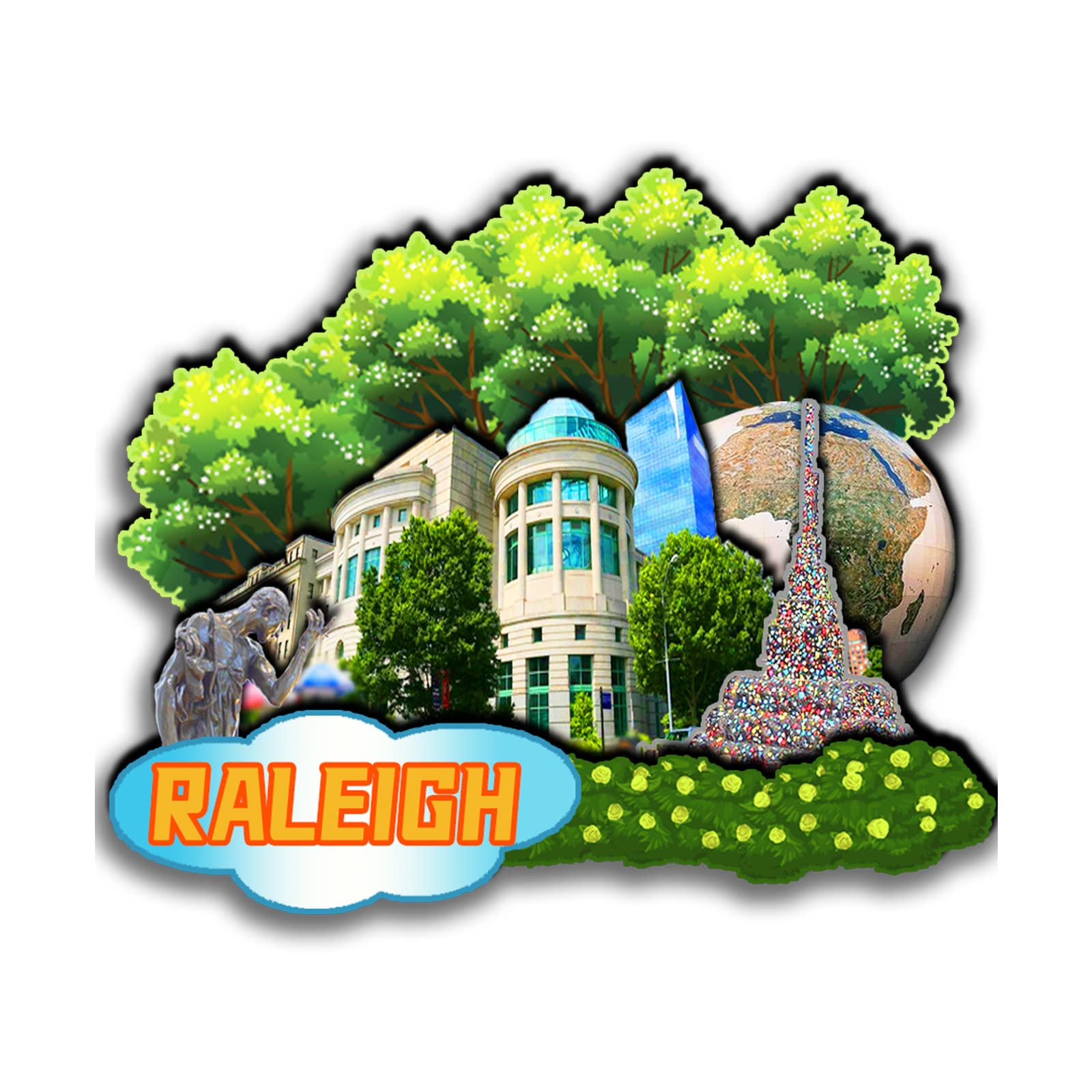 Magnete Frigorifero 3D In Legno – Raleigh North Carolina – Souvenir Da Viaggio 7,6x7,6 Cm