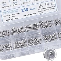 Vista 6 de Kit surtido de tornillos de cabeza hexagonal, tornillos y tuercas 2-56 UNC, kit surtido de tornillos de máquina 304 de acero inoxidable 304, rosca