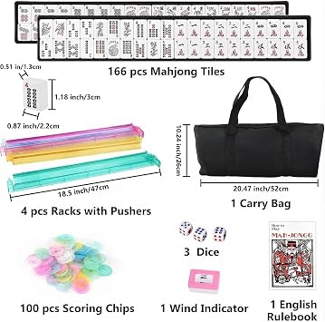 HoldOneLight American Mahjong Set, White Tiles, Complete 166-Piece Set