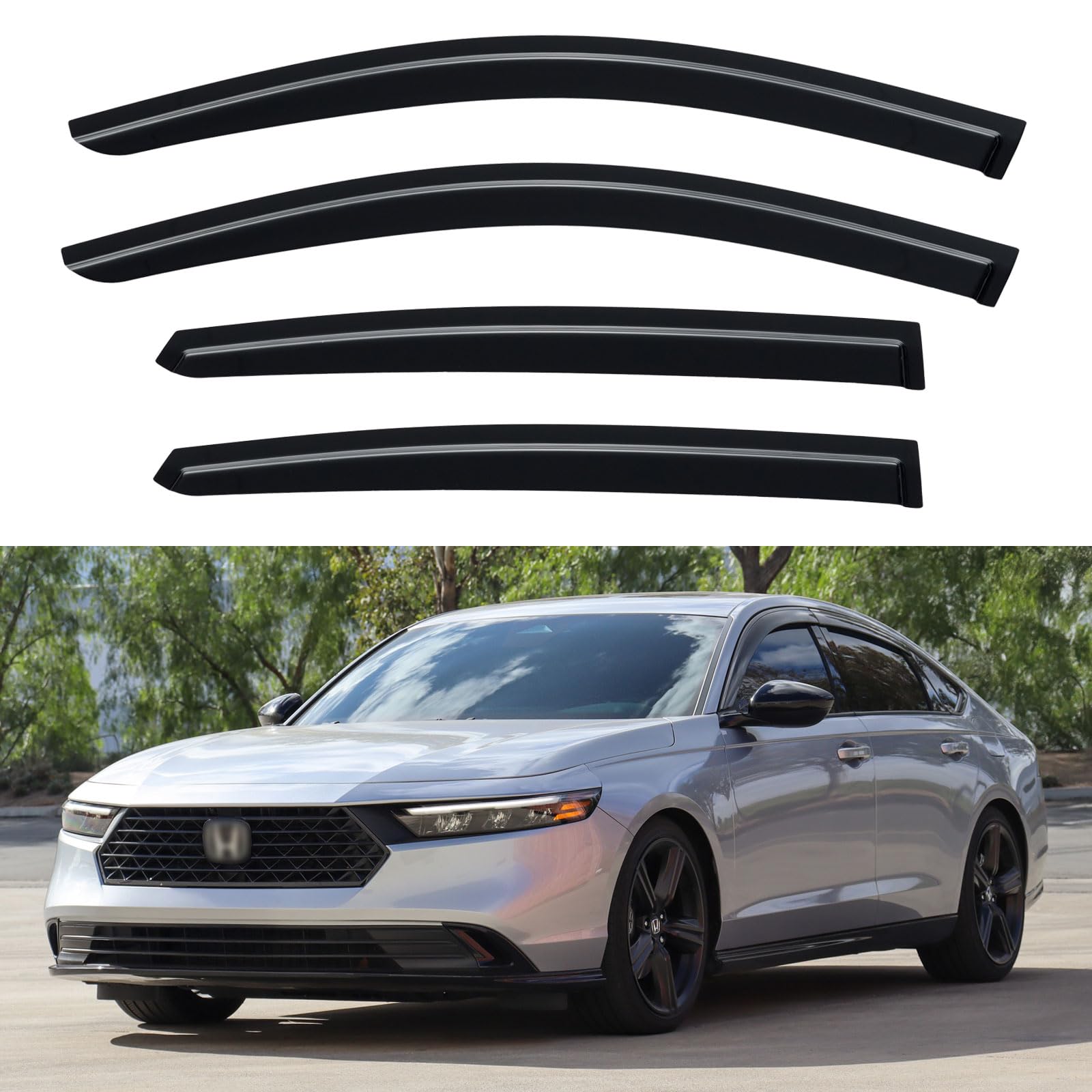 Window Visors Rain Guards for Honda Accord 2023 2024 2025 2026 Sedan | Out-Channel Window Vent Wind Deflectors Visors Shades Protectors for 23 24 25 26 Honda Accord