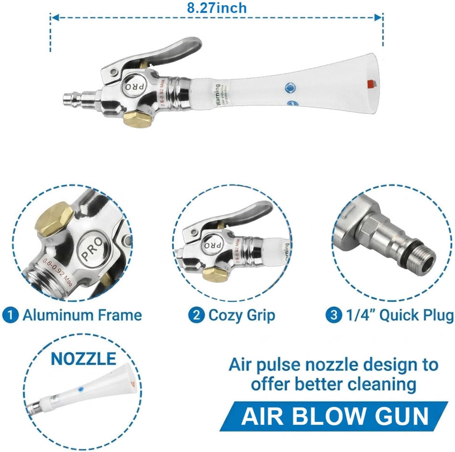 Mini Tornado Car Cleaning Gun, High Pressure Vortex Air Blaster for Interior Detailing, Compact Metal Blow Gun with Trumpet Head, Quickly Blasts Dirt, Works with Air Compressor Tool Kit