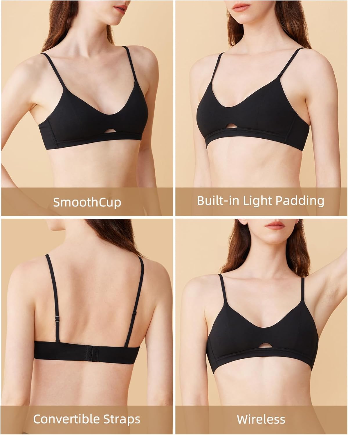 Organic Pima Cotton Bra Wireless Padded Bralette Breathable Comfortable Bras for Women Everyday Triangle Bralette - Image 5