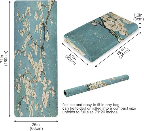 Miniatura 5 de Caikeny Esterilla de yoga con acuarela, tortuga marina, esterilla de ejercicio de fitness con peces marinos, plegable, tapete de entrenamiento para
