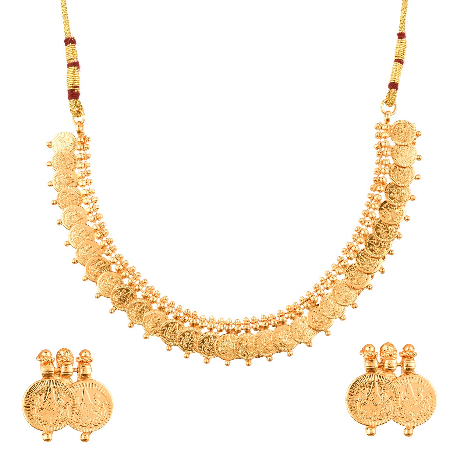 KENNICE Gold-Plated Laxmi Temple Coin Necklace With Earrings Jewellery Set For Women & Girls (B09CV5K3V2) Amazon Price History, Amazon Price Tracker