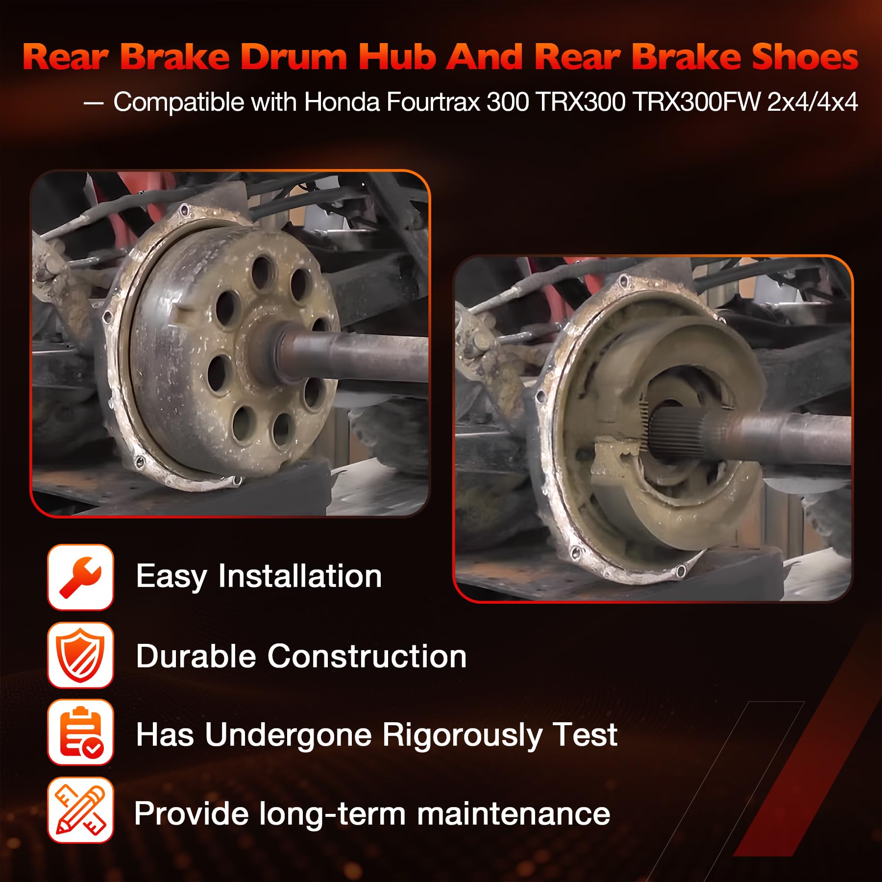Rear Brake Shoes For Honda TRX300 Fourtrax 300 & TRX300FW 4x4 (1988-2000) – High Heat Resistant