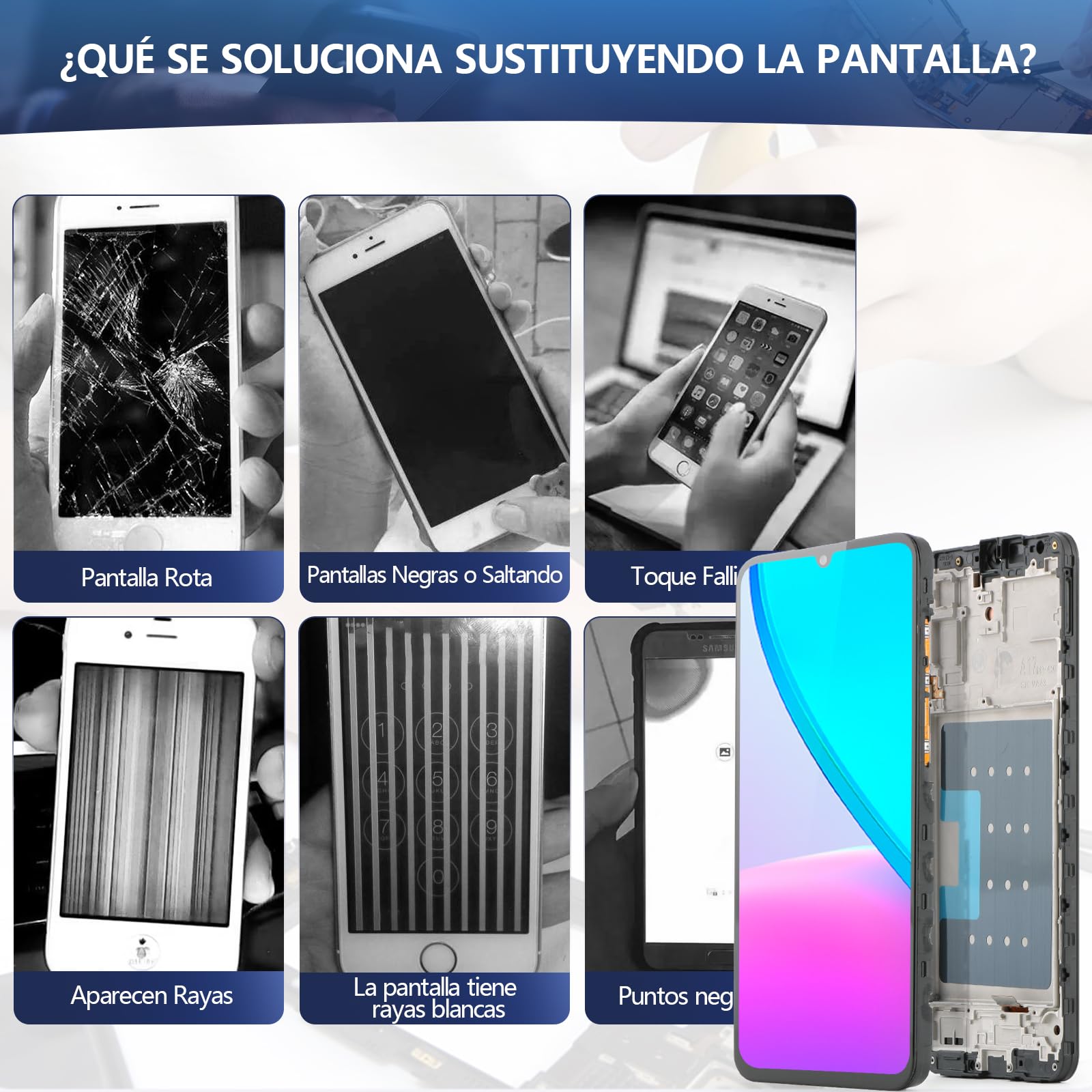 RongZy Pantalla para Samsung Galaxy A17 5G Táctil LCD para Samsung A17 5G/A176B/A176U de Repuesto Ensamblaje Digitalizador Reemplazo con Herramientas de Reparación (Negro, con Marco)