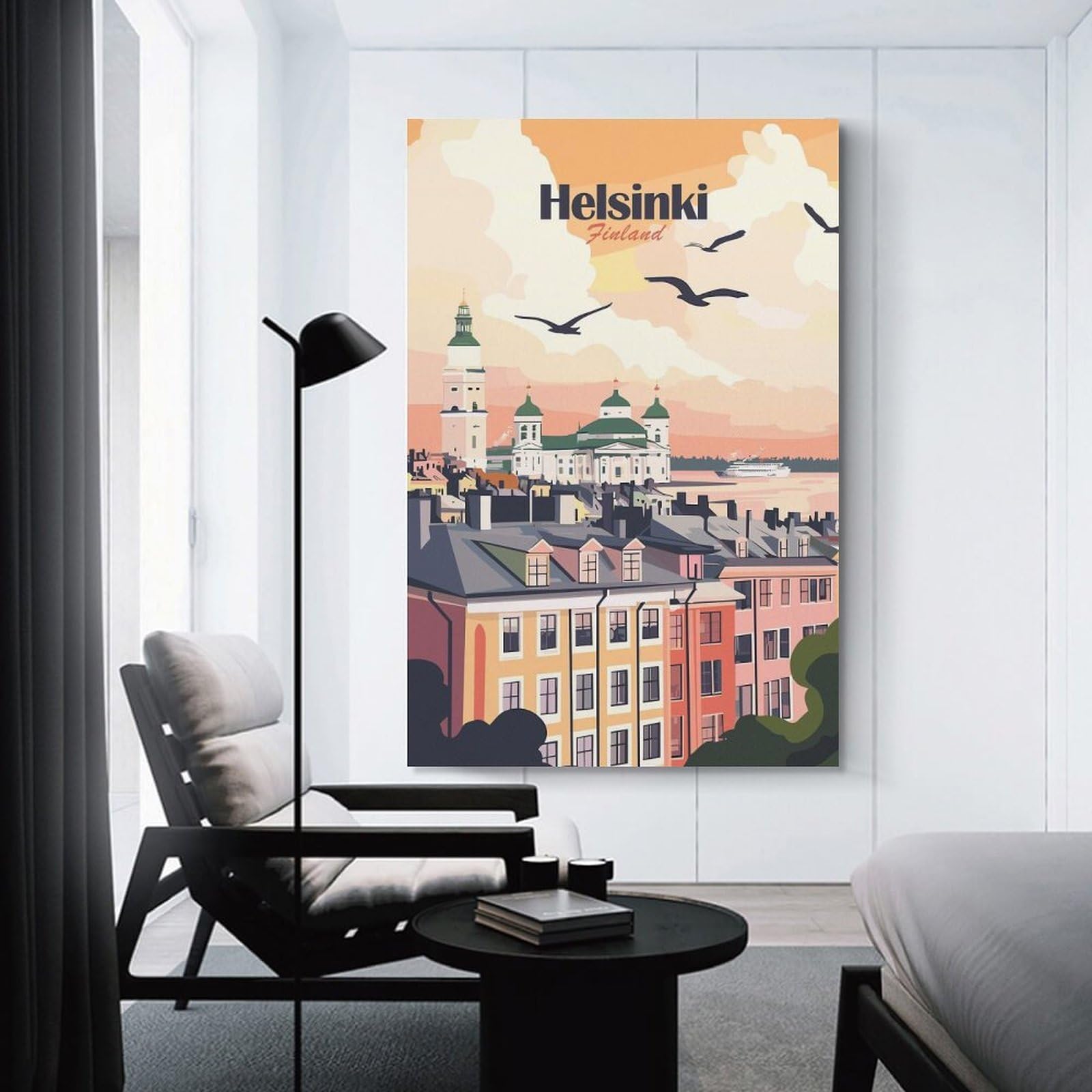 Junmoney Helsinki Finland Travel Canvas Wall Decor, 08x12inch(20x30cm), for Home Office, Desk Area Or Studio, Wall Art That Adds Style to Work Areas