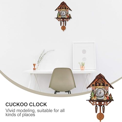 Miniatura 8 de BESPORTBLE Reloj de cuco retro de pared, arte de pared, reloj de madera antigua, decoración de péndulo victoriano para el hogar, cafetería, bar,