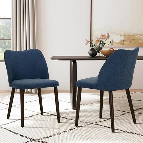 Miniatura 2 de COLAMY Juego de 4 sillas de comedor tapizadas, modernas, de piel sintética, para comedor, cocina, asiento acolchado y patas de madera, para