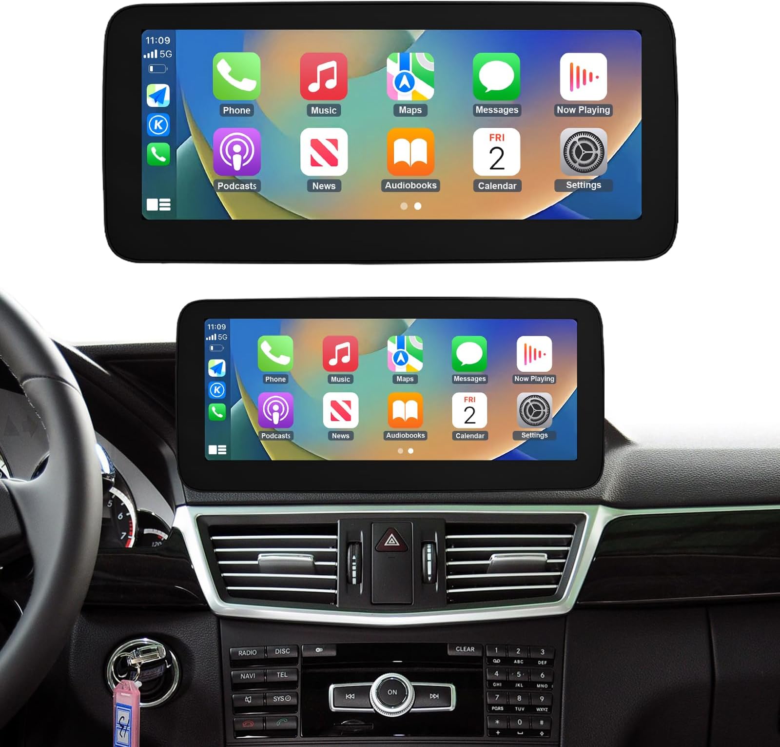 NINETOM 10.25 inch Touchscreen Wireless CarPlay Android Auto Multimedia Car Radio Receiver Compatible with Mercedes Benz E Class W212 with NTG4.0 System (2009-2012)