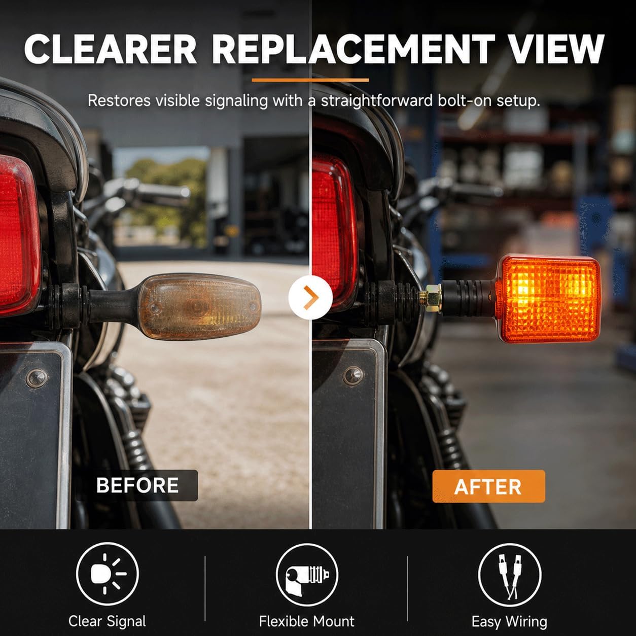 QWORK 2 Pairs Motorcycle Turn Signal Light Indicators 12V 8W Amber Halogen Blinker Replacement,Compatible with Honda XR650L 1993-2020 XR250L 1991-1996, Front Rear Motorbike Winker Lamp Set
