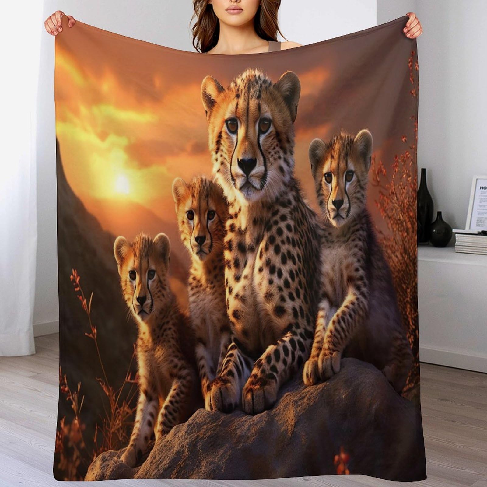 Couverture léopard en flannel douce pour lit et canapé 130x180cm