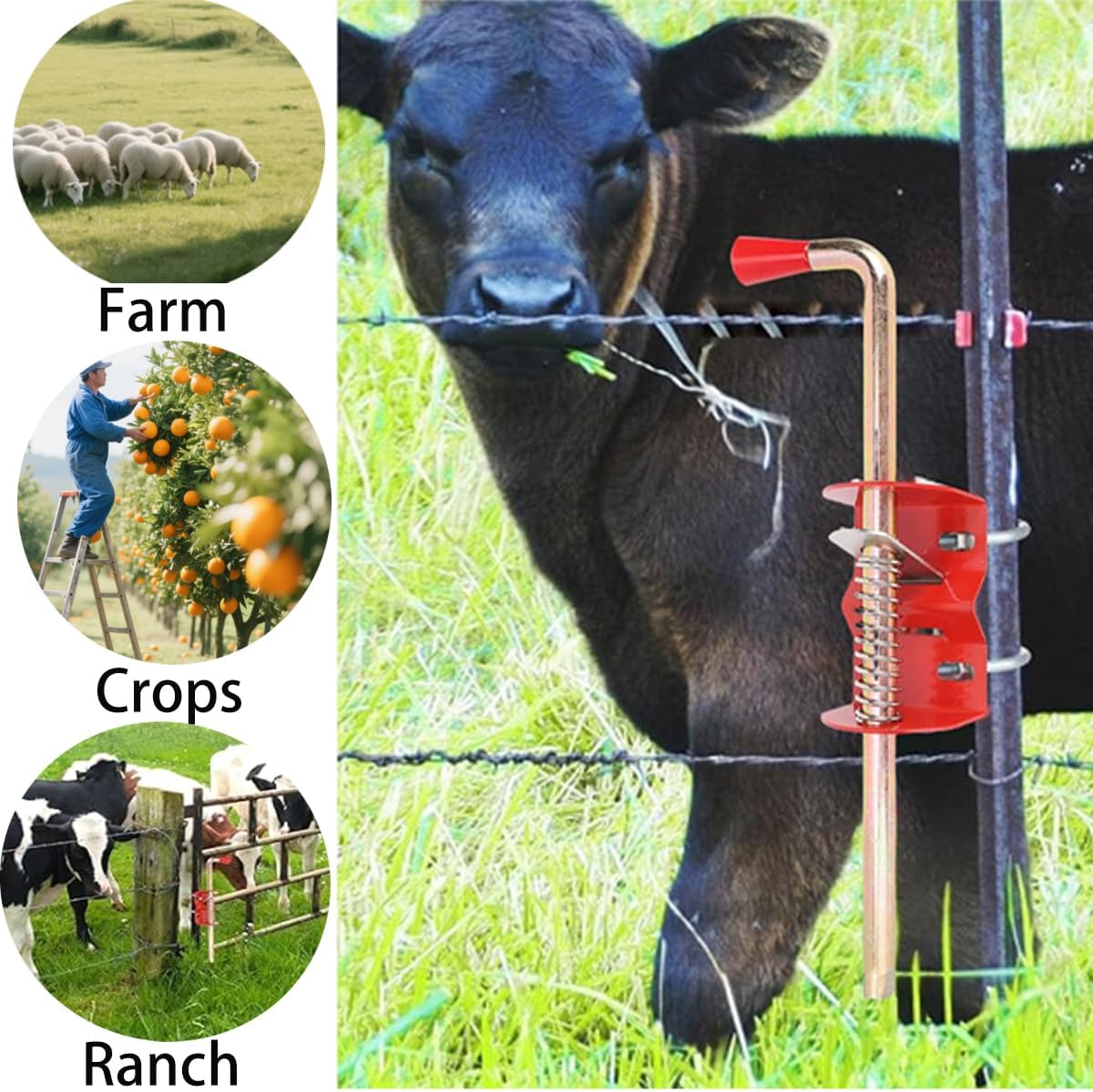 2 Packs Farm Gate Anchor Cane Bolt 18in, Heavy Duty Gate Drop Rod Metal Gates Stopper for Farm and Pastures