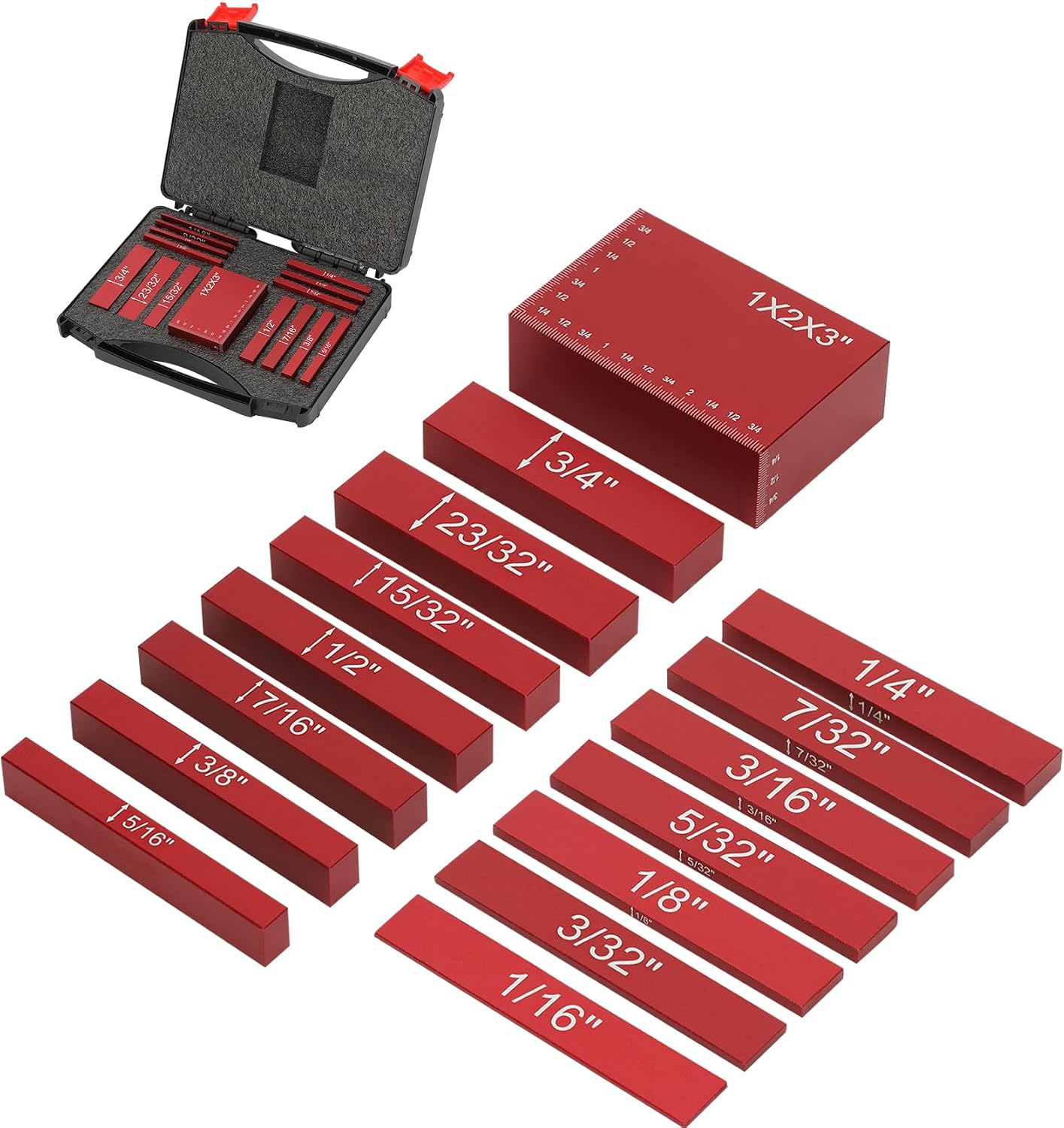 Measuring Blocks Red Setup Blocks Woodworking Tools - 15pcs Setup Blocks Height Gauge Set ...