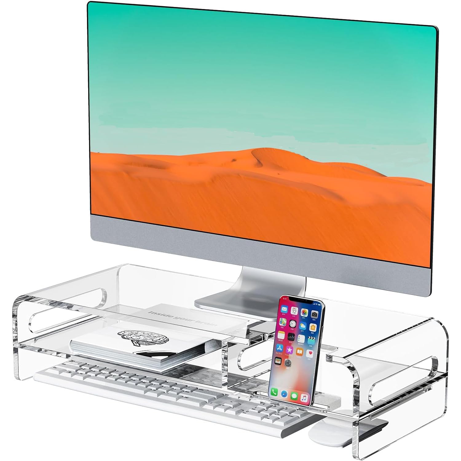 EHKO Clear Acrylic Monitor Stand Riser, 2-Tier 20 Inches Hight Clear ...