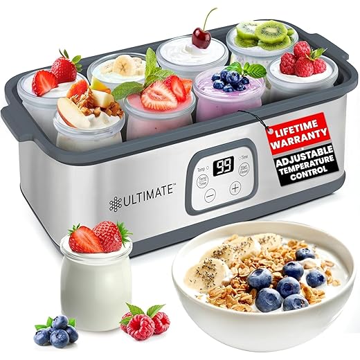 Ultimate Probiotic Yogurt Maker w/Adjustable Temperature & Time Control - Make Trillions of Live Probiotics - Best 2025 Men & Womens Christmas Gifts for Family & Friends - ULTIMATE LIFETIME WARRANTY