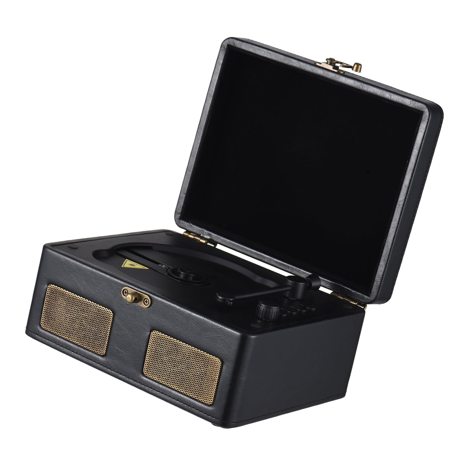 Domary Lettore CD Lettore CD Portatile Giradischi Giradischi Wireless BT 2 Altoparlanti Integrati Telecomando Riproduzione USB TF per la Casa (Nero)