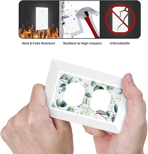 Miniatura 6 de Cubierta de interruptor de luz de hoja de eucalipto verde, cubierta de interruptor de luz de 1 banda, cubierta decorativa de pared para receptáculo,