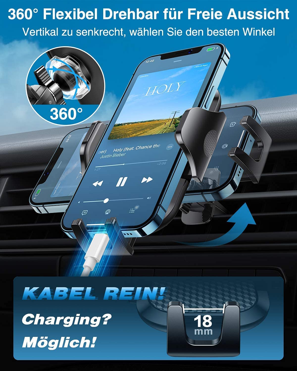 VANMASS Handyhalterung Auto 2026 Upgrade 4 in 1 Saugnapf & Lüftung 100% Sicher Universale Handy Halterung Auto für Armatur Innentürgriffe Für Alle iPhone 17/16 /15/14 Pro Max Samsung S24/S23 Xiaomi