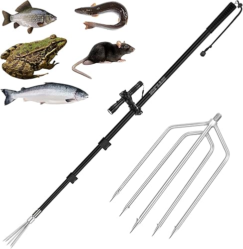 Miniatura 9 de SAN LIKE Arpón de Pesca Lanza Gaff Gig Gaff Horquilla Gancho para Rana Sapo Caña Ranas Toro Bufo Platija Pez de Hielo Topo Herramienta de Remoción