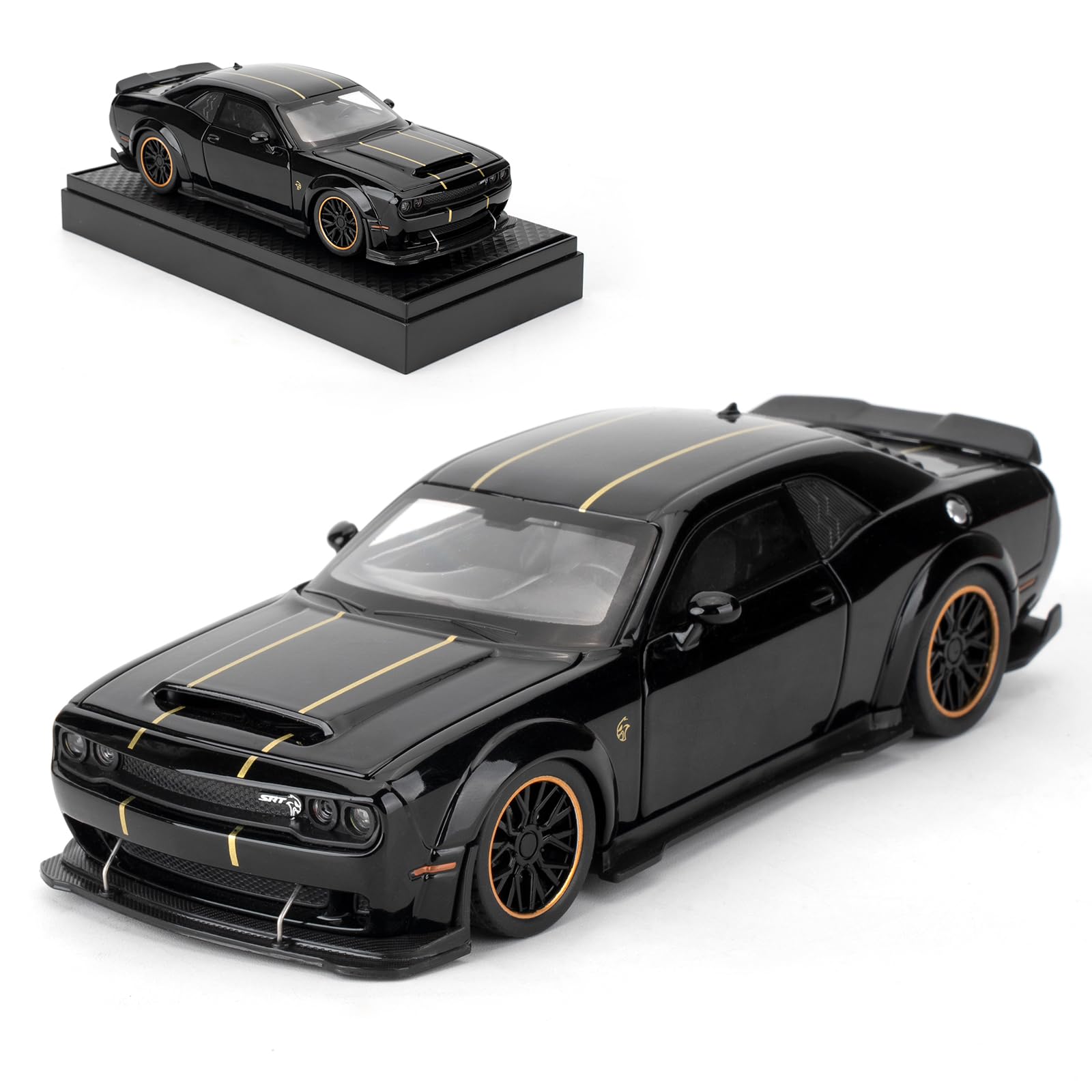 1/32 Dodge Hellcat Model Cars,Diecast Alloy Toy Car with Sound and Light Functions, Collectible Pull Back Vehicle, Gift for Children Black