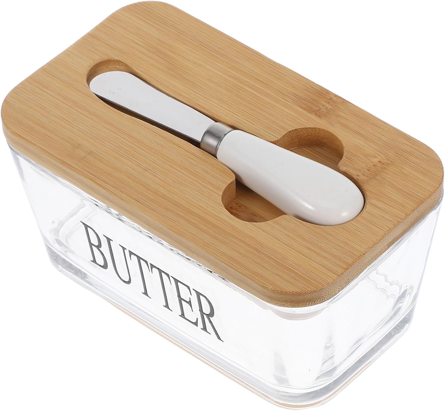 Bamboo Lid Butter Dish Knife Holder Airtight Seal Storage Box for Fridge Cheese Butter Container Multi-purpose Kitchen Essential