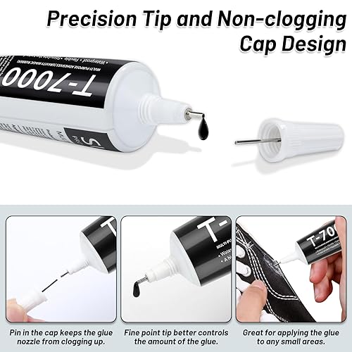 Miniatura 3 de 2 pegamento de reparación de pelos T 7000 de 3.7 fl oz, multiusos, pegamento semifluido negro para reparación de pantalla de teléfono, manualidades,