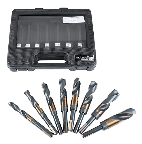 Miniatura 5 de Accusize Industrial Tools M35 (H.S.+5% cobalto) vástago y taladro de 12 pulgada - 916 a 1 pulgada, juego de 8 piezas, H516-6507