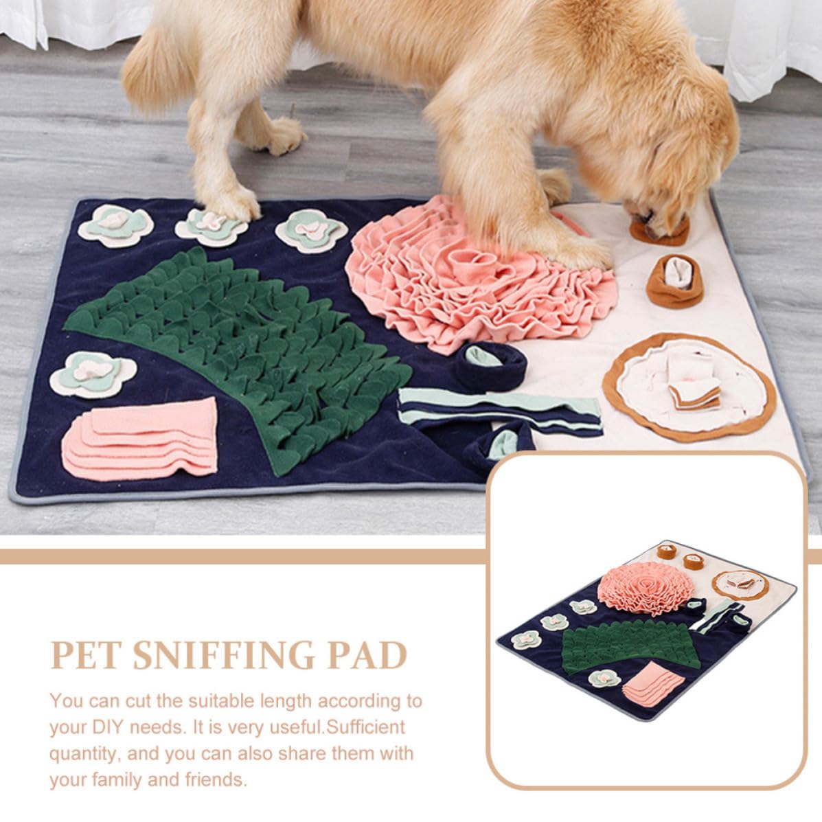 Schnüffelmatte für Hunde mit Großer Fläche und Versteckten Fächern | Polar Fleece, Bissfest und Weich, Haustierartikel für Training und Entspannung
